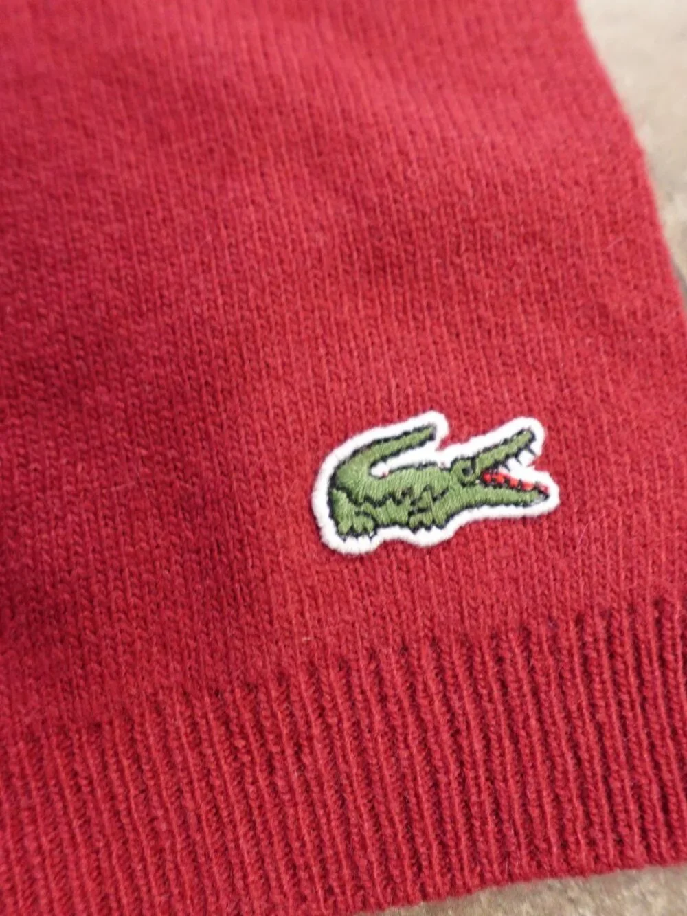 Lacoste Wool Cashmere Blend Scarf Red 68” Logo Luxury Winter Unisex